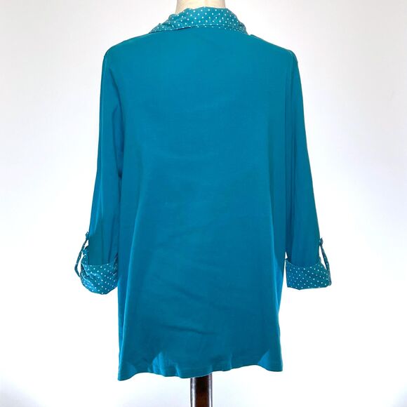 Lane Bryant Plus Polka Dot 3/4 Sleeve Cotton Knit Top - Picture 4 of 7